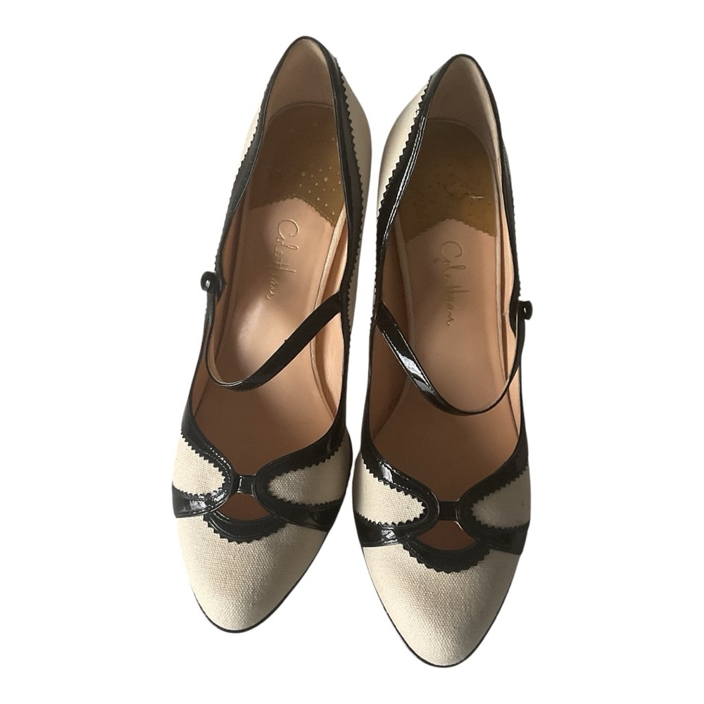 COLE HAAN - Elegant Black and Cream Mary Jane Heels 8.5